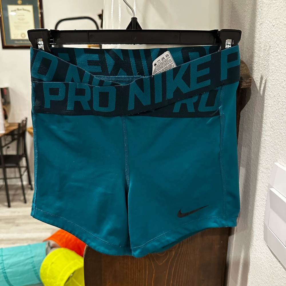 Teal Nike Pro Spandex, Crossover Spandex running shorts, size XS